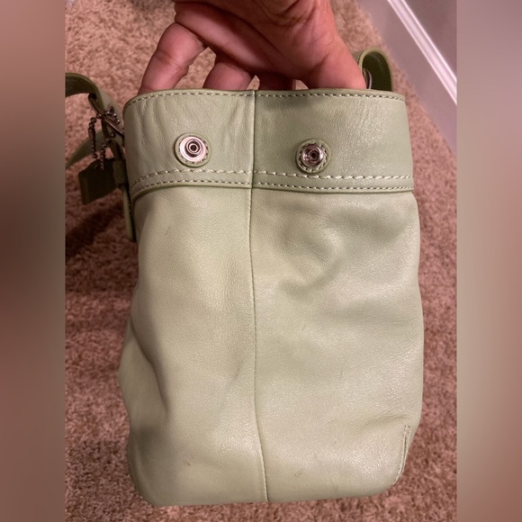 COACH Soho Hampton F13732 Sage Green Pleated Leather Tote Shoulder Satchel Bag - Picture 5 of 15